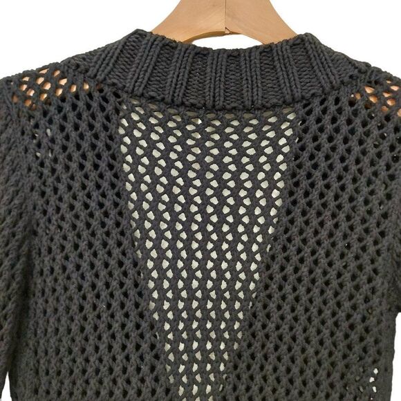 Free People Cardigan Sweater Womens XS Black 3/4 Sleeve Button Up Open Knit - Picture 6 of 10